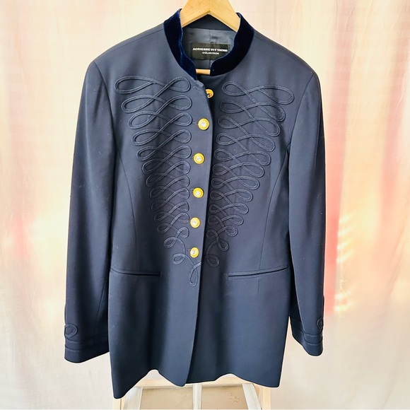 Vintage Blue Blazer Military Soutache Trim Gold Buttons Size 6 By A Vittadini - Picture 9 of 12